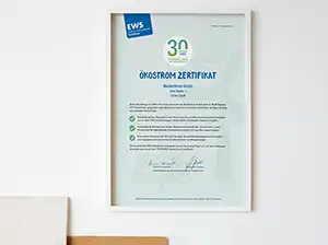 Ökostrom-Zertifikat im A4-Format