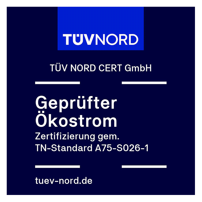 Logo: TÜV Nord - geprüfter Ökostrom