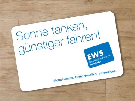 EWS-Ladekarte mit Sonnenslogan