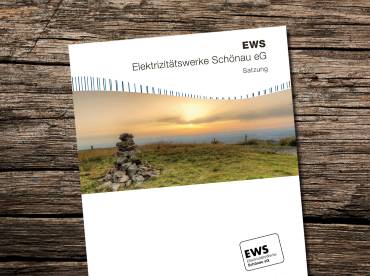 Satzung der EWS eG auf Holztisch