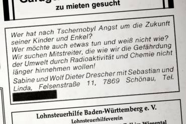 Ausschnitt aus dem Schönauer Anzeiger von 1986
