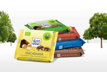 Auswahl von Schokoladen aus dem Sortiment von RITTER SPORT