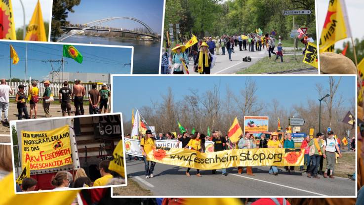 Collage mit Fotos diverser Demo-Situationen.