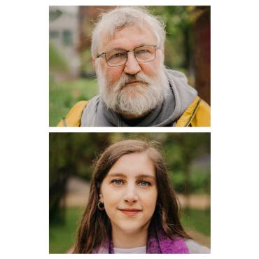 One photo each of Dirk Vansintjan and Stavroula Pappa. 